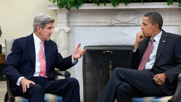 President Barack Obama meets in the Oval Office with Senator John Kerry, D-Mass., who recently returned from Afghanistan,  Oct. 21, 2009.   Official White House Photo by Pete Souza.

This official White House photograph is being made available only for publication by news organizations and/or for personal use printing by the subject(s) of the photograph. The photograph may not be manipulated in any way and may not be used in commercial or political materials, advertisements, emails, products, promotions that in any way suggests approval or endorsement of the President, the First Family, or the White House.